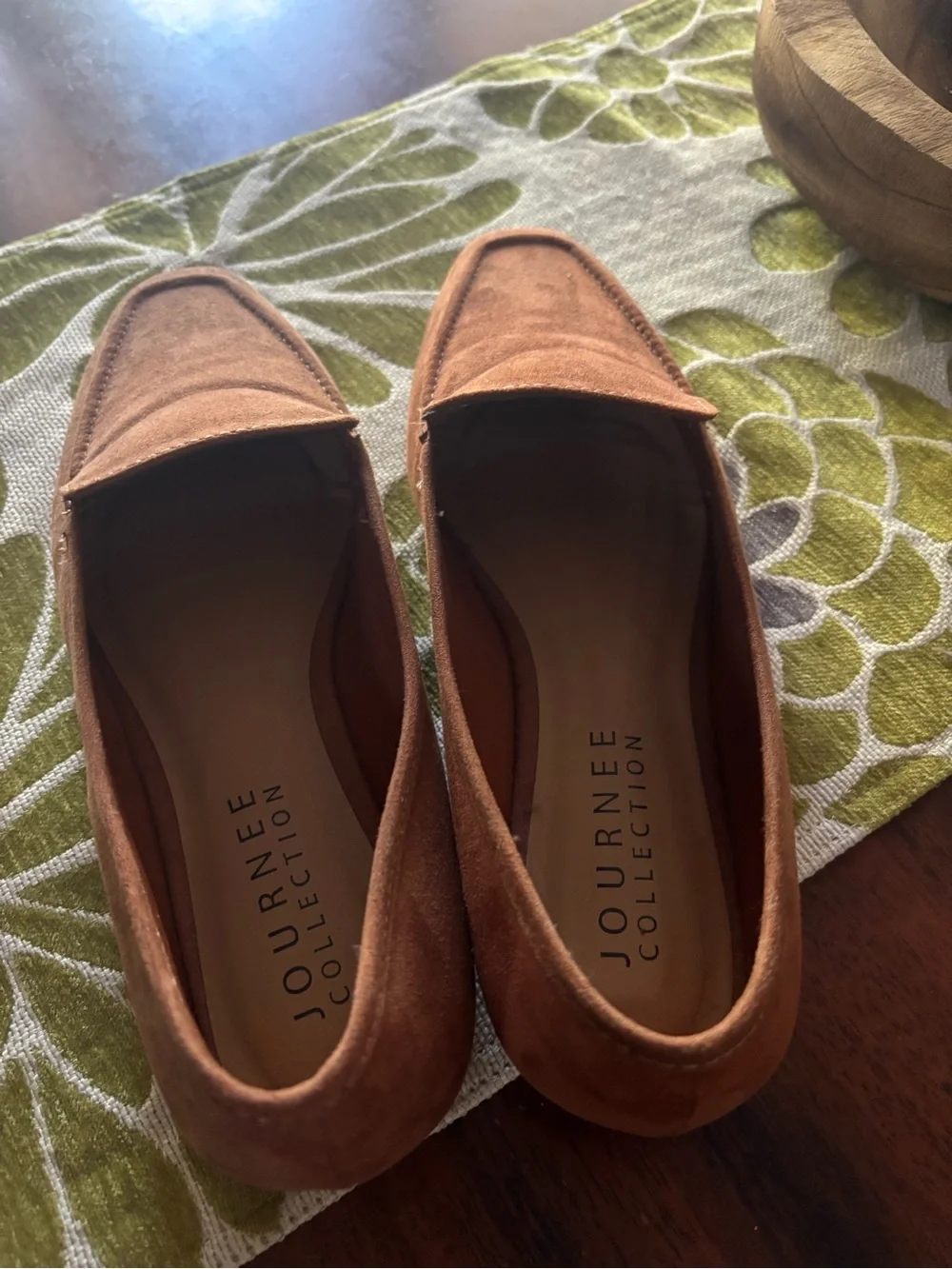 Journee Collection Suede Loafers in Brown size 9